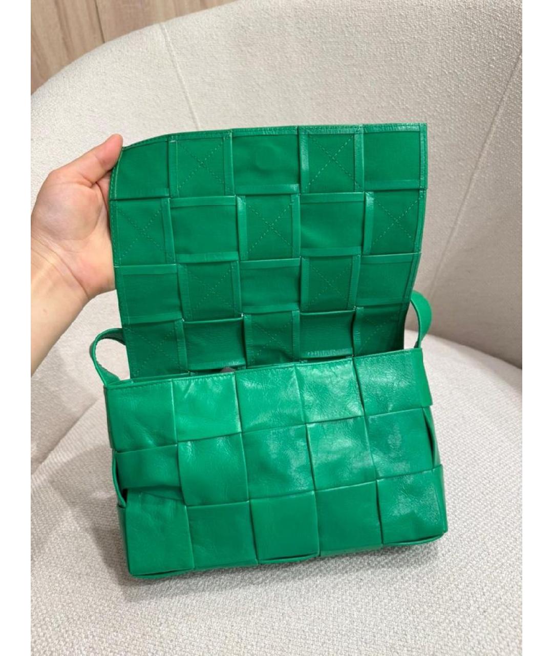 BOTTEGA VENETA Зеленая кожаная сумка через плечо, фото 4