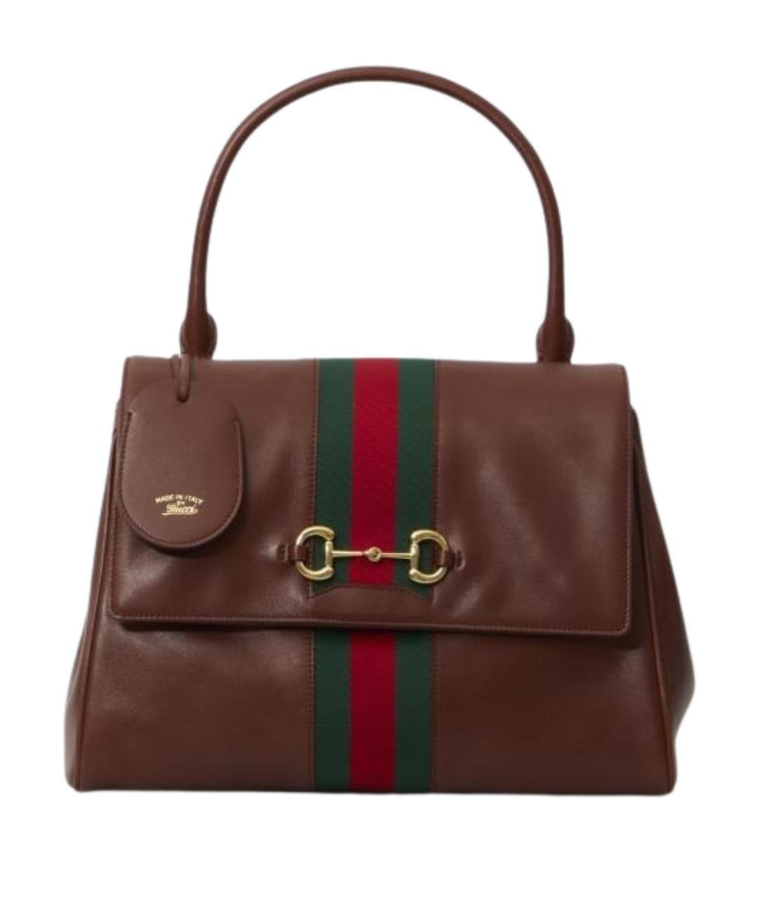 GUCCI Коричневая кожаная сумка тоут, фото 1