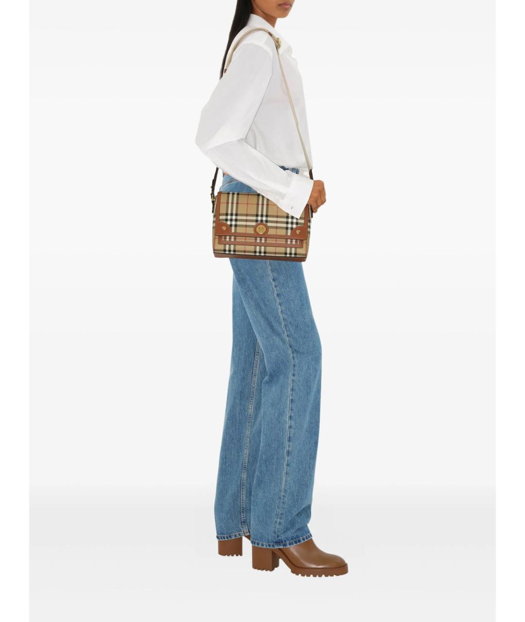 BURBERRY Бежевая канва сумка через плечо, фото 3