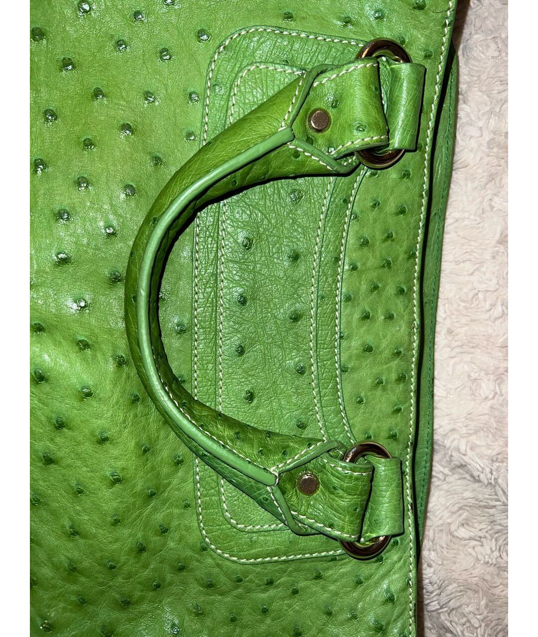 CELINE PRE-OWNED Зеленая кожаная сумка с короткими ручками, фото 5