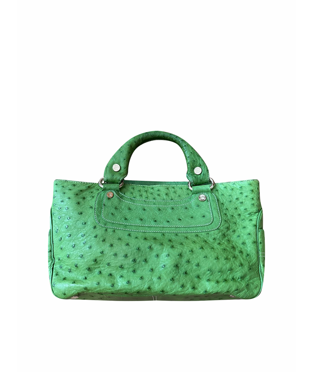 CELINE PRE-OWNED Зеленая кожаная сумка с короткими ручками, фото 1