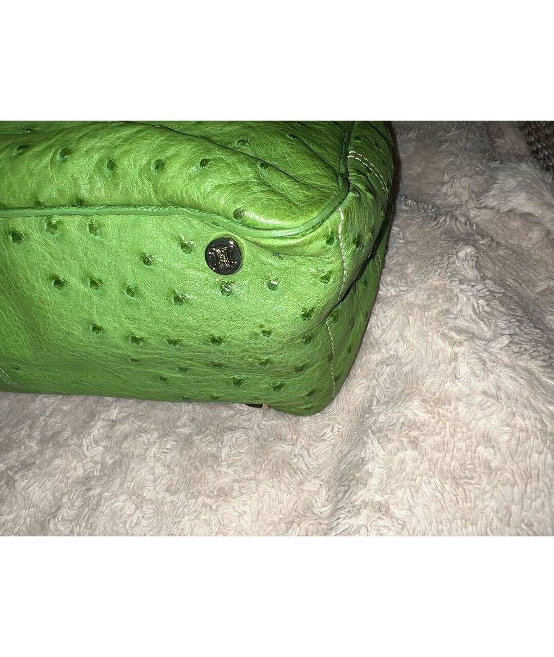 CELINE PRE-OWNED Зеленая кожаная сумка с короткими ручками, фото 6