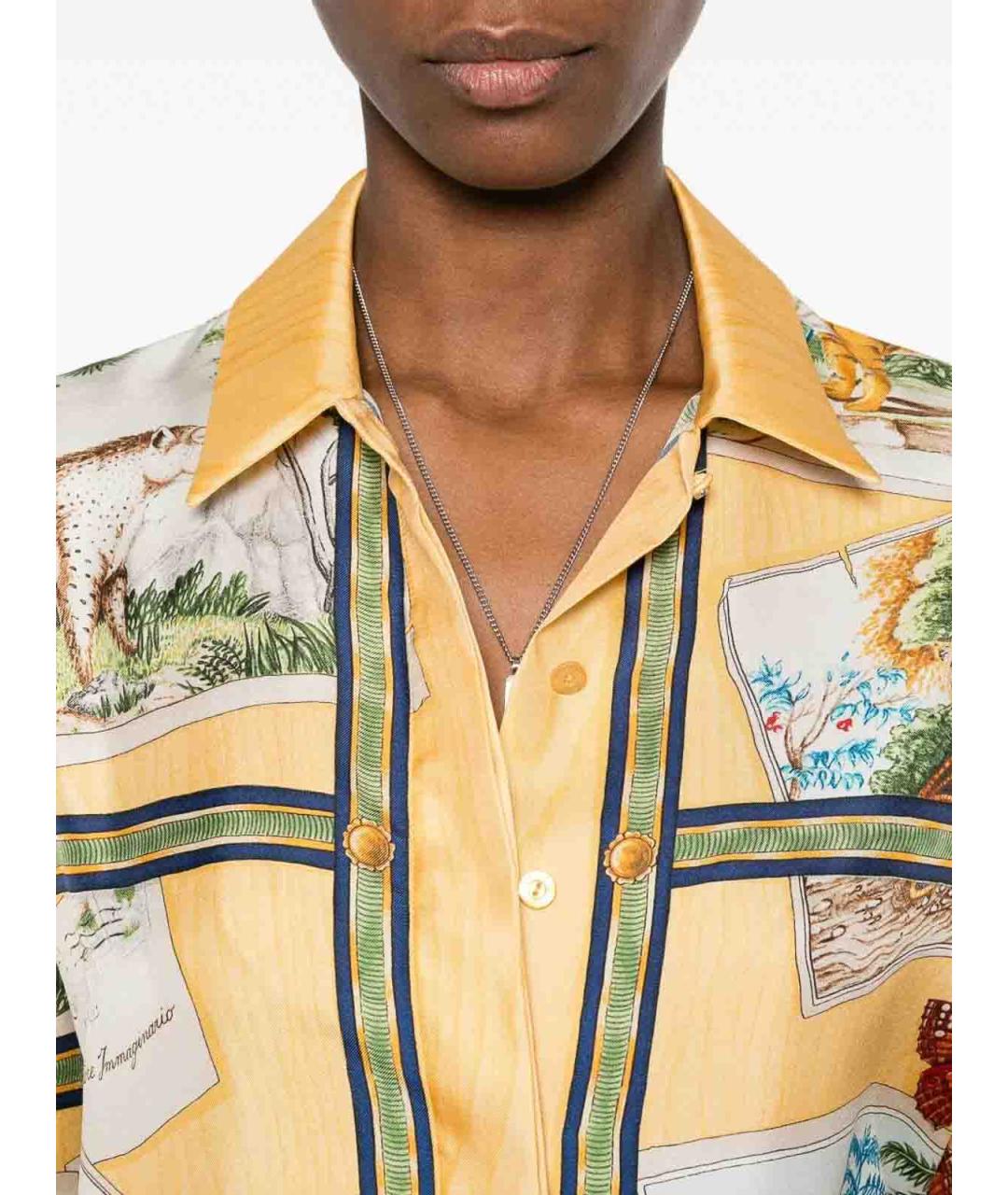 GUCCI Желтая шелковая рубашка, фото 4