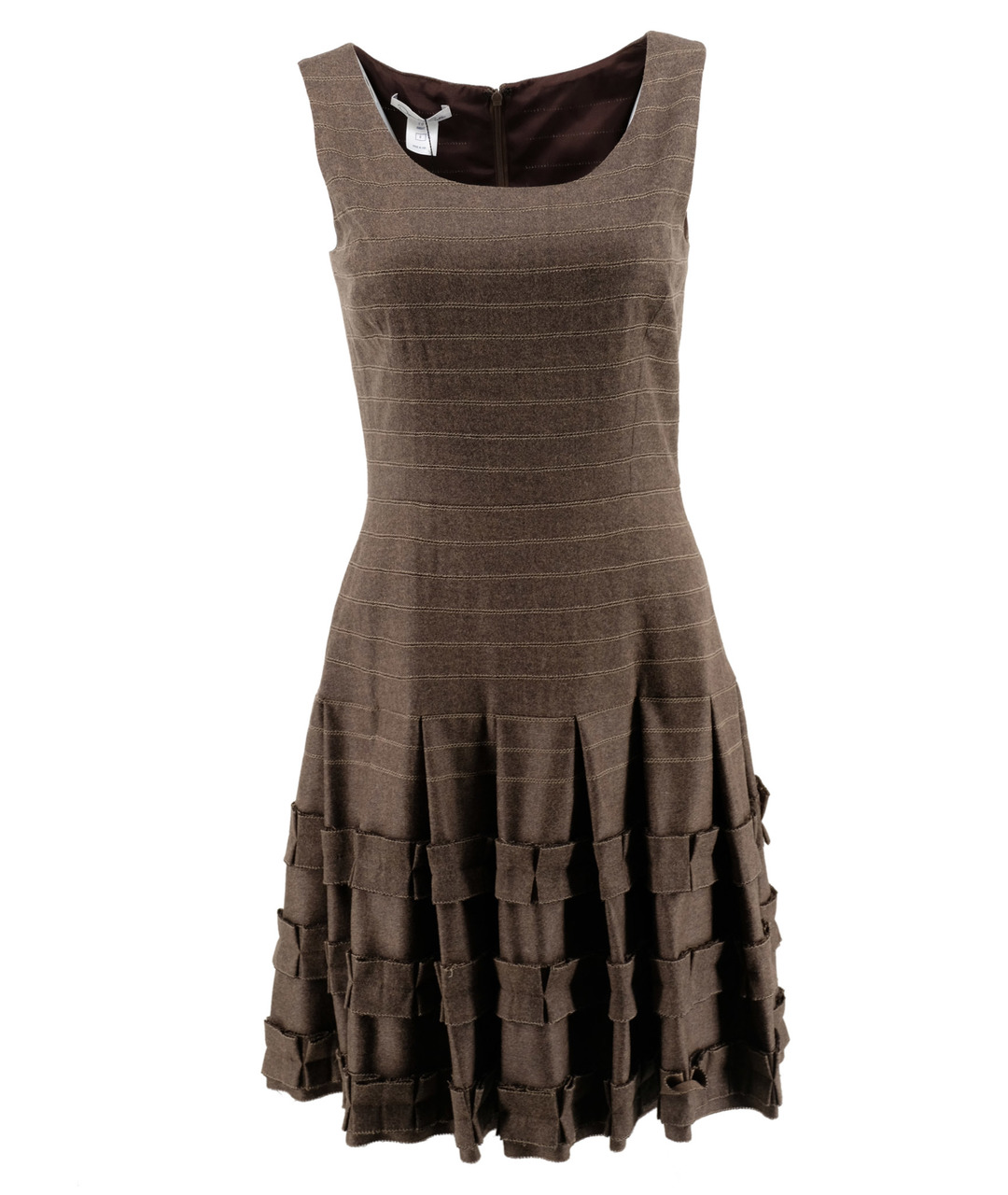 OSCAR DE LA RENTA Коричневое шерстяное повседневное платье, фото 1