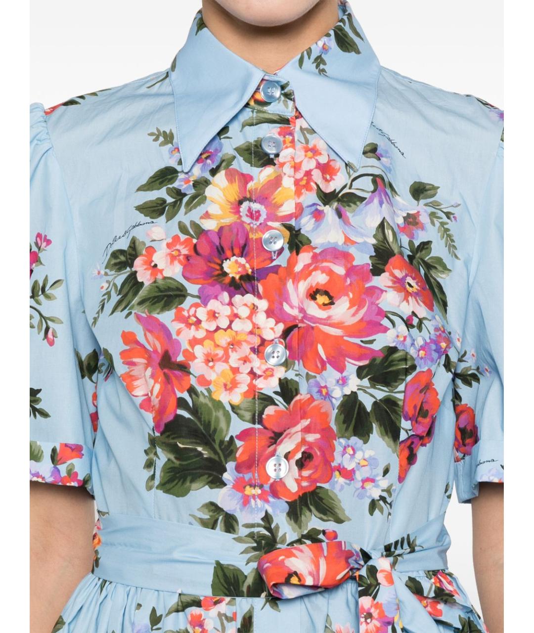 DOLCE&GABBANA Голубое хлопковое повседневное платье, фото 4