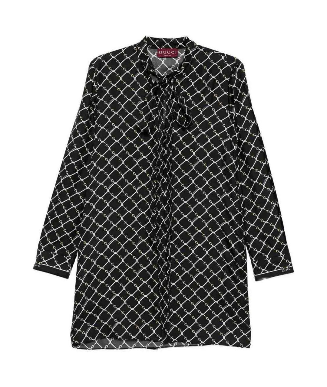 GUCCI Черное шелковое повседневное платье, фото 1