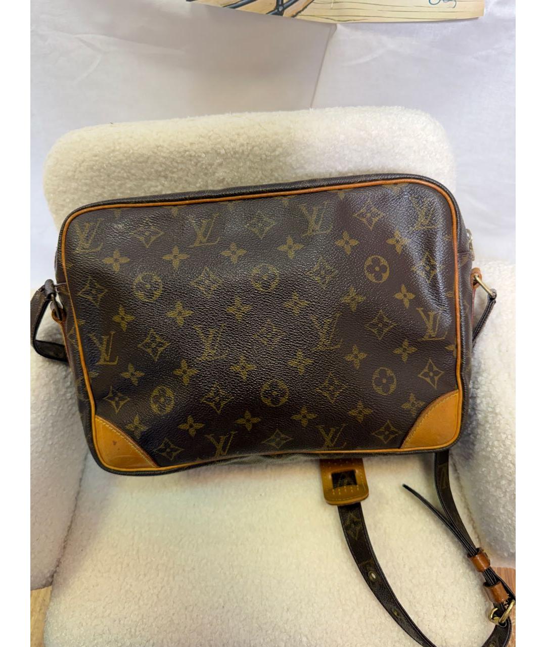 LOUIS VUITTON Коричневая канва сумка через плечо, фото 4