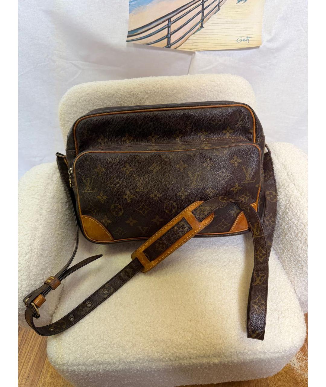 LOUIS VUITTON Коричневая канва сумка через плечо, фото 7