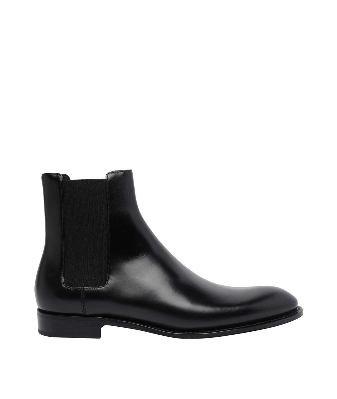 SAINT LAURENT Черные кожаные высокие ботинки, фото 1