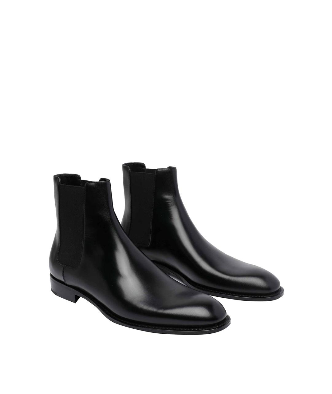 SAINT LAURENT Черные кожаные высокие ботинки, фото 2