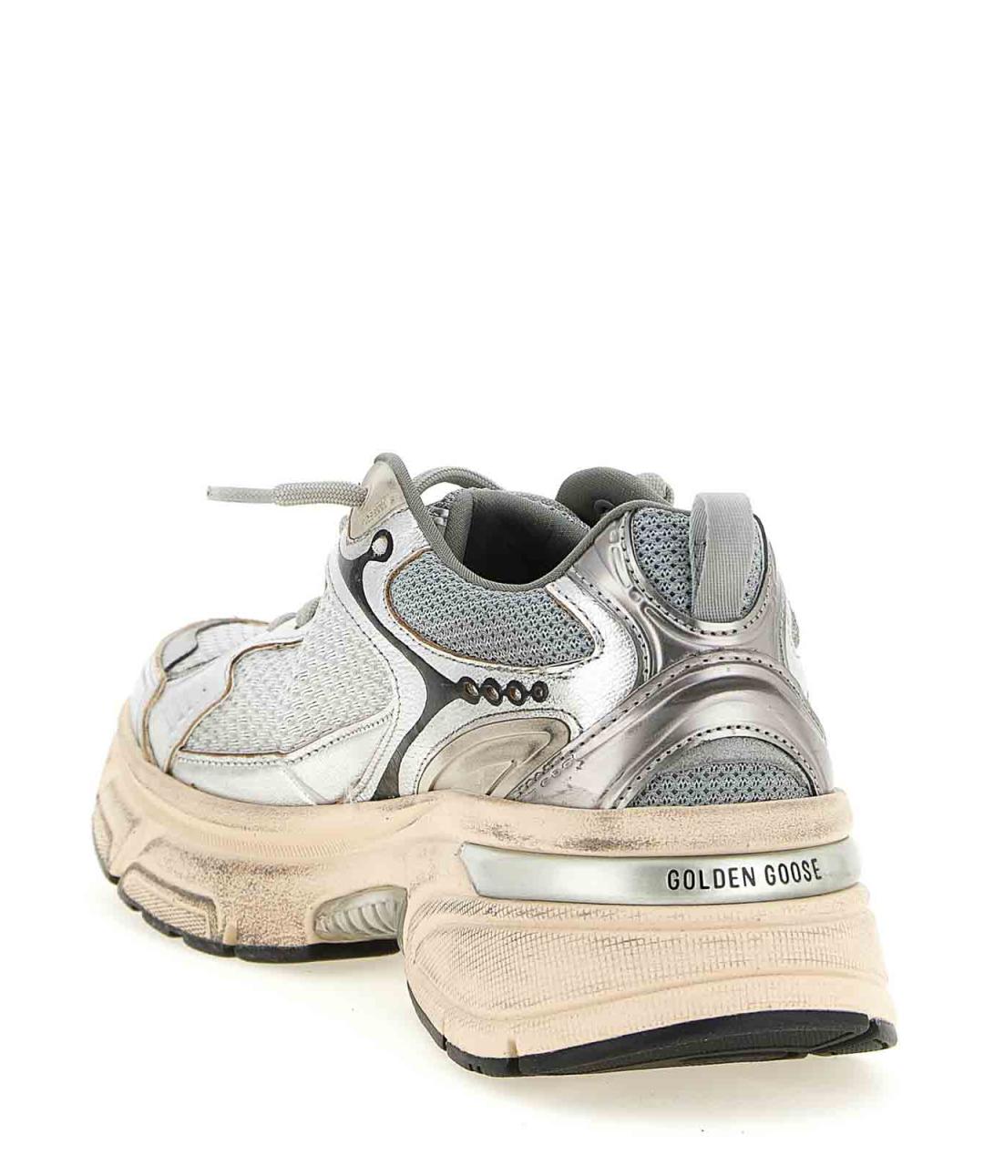 GOLDEN GOOSE Серебряные кожаные кроссовки, фото 3
