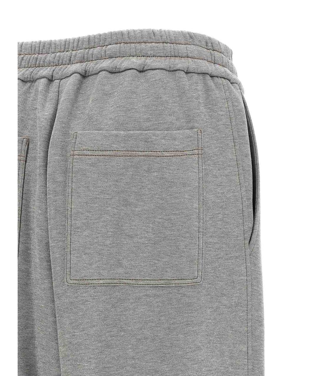 BRUNELLO CUCINELLI Серые хлопковые брюки широкие, фото 4