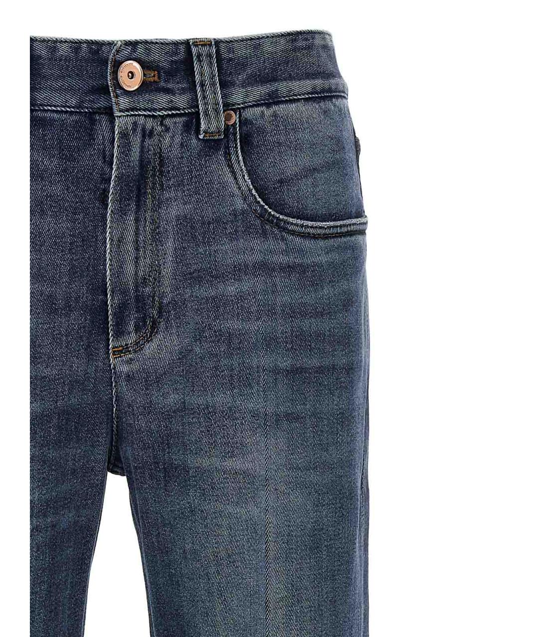 BRUNELLO CUCINELLI Синие хлопковые прямые джинсы, фото 3
