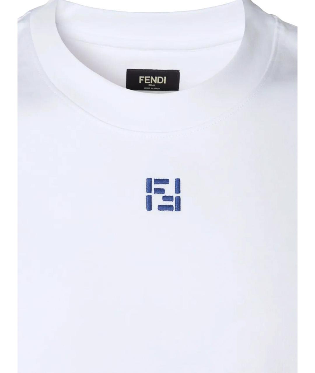 FENDI Белая хлопковая футболка, фото 5