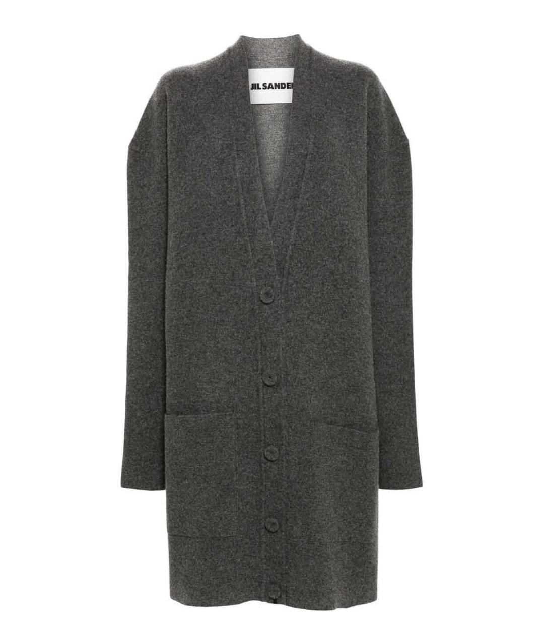 JIL SANDER Серый шерстяной кардиган, фото 3