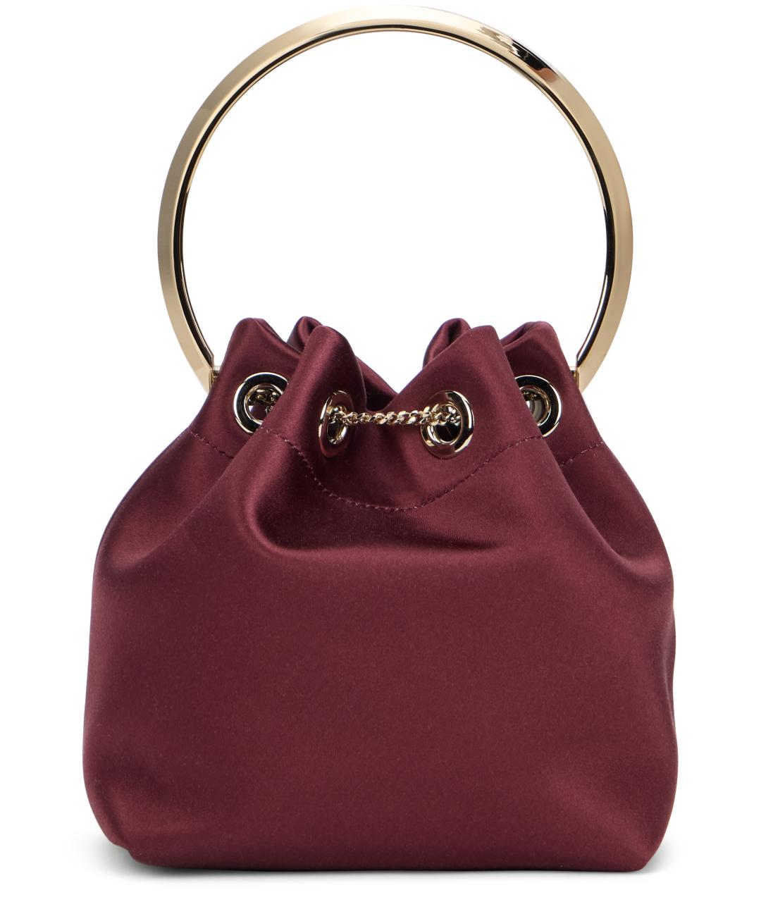 JIMMY CHOO Бордовая шелковая сумка с короткими ручками, фото 3
