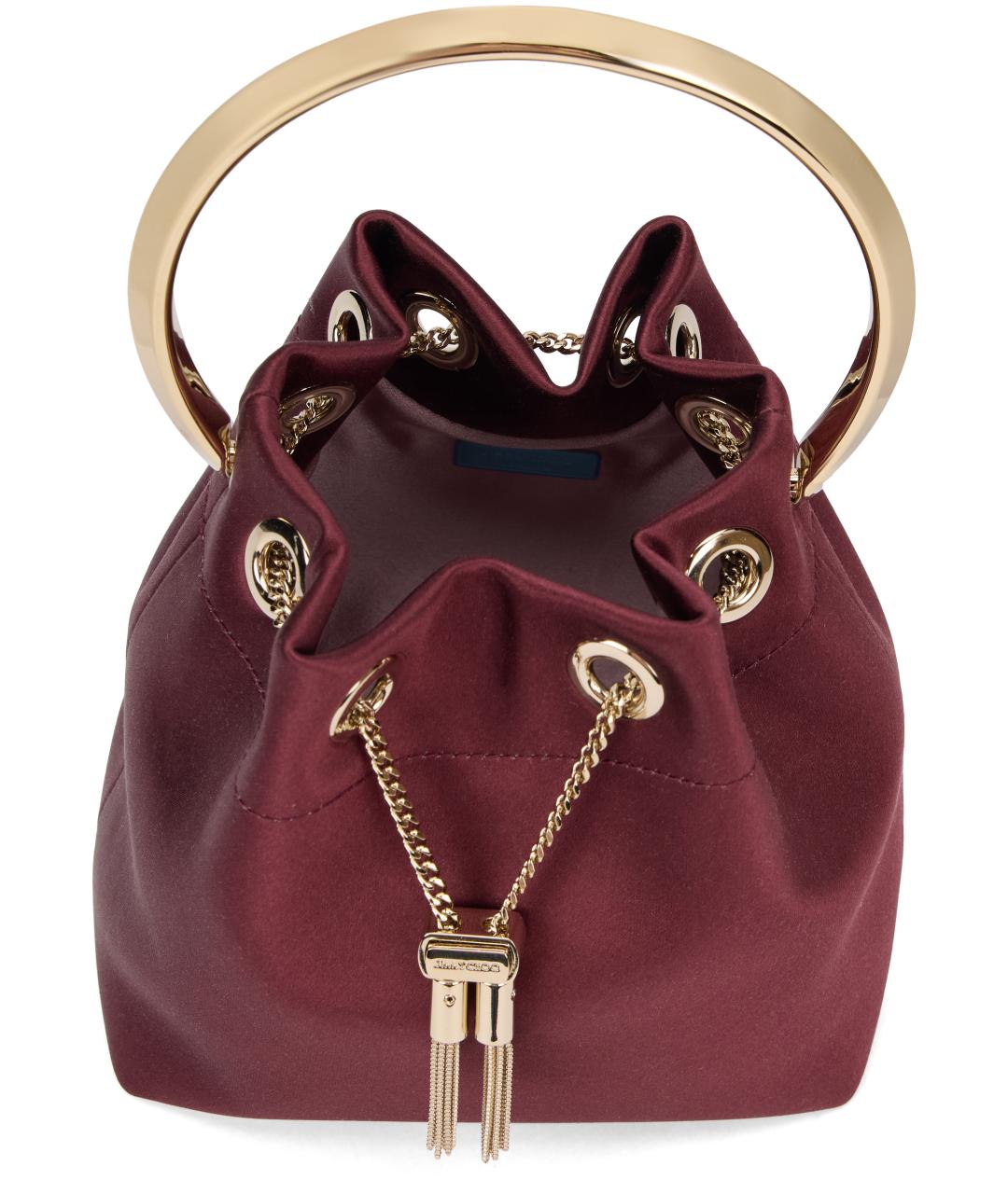 JIMMY CHOO Бордовая шелковая сумка с короткими ручками, фото 4