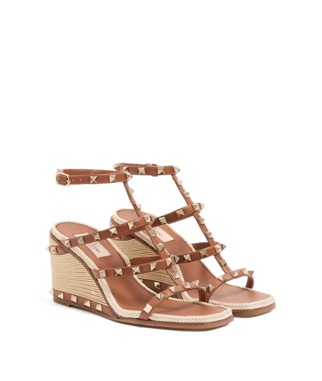VALENTINO Коричневые кожаные босоножки, фото 2