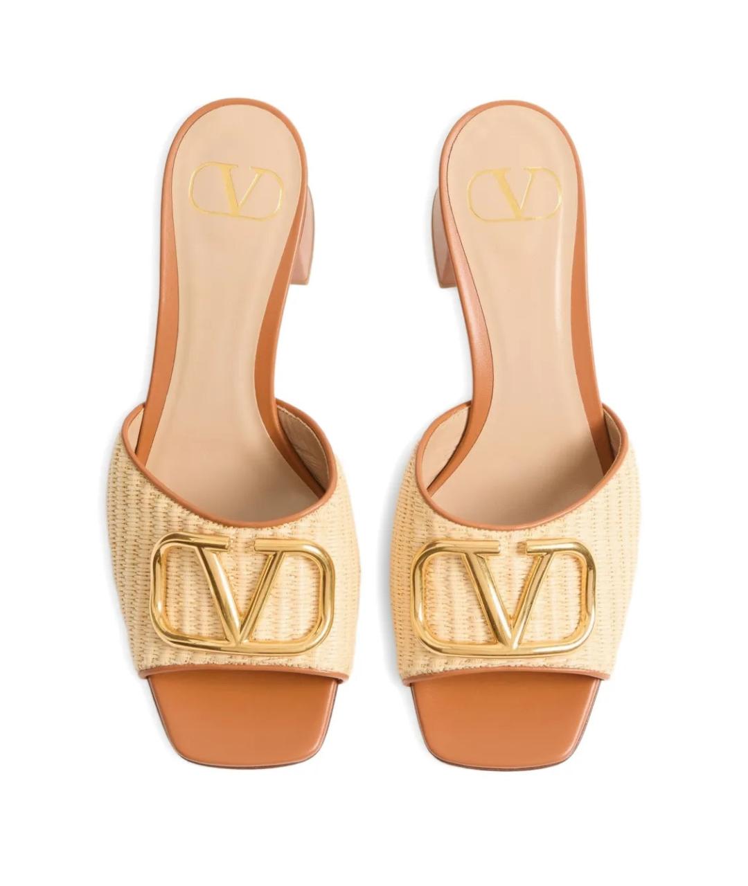 VALENTINO Бежевые кожаные мюли, фото 3
