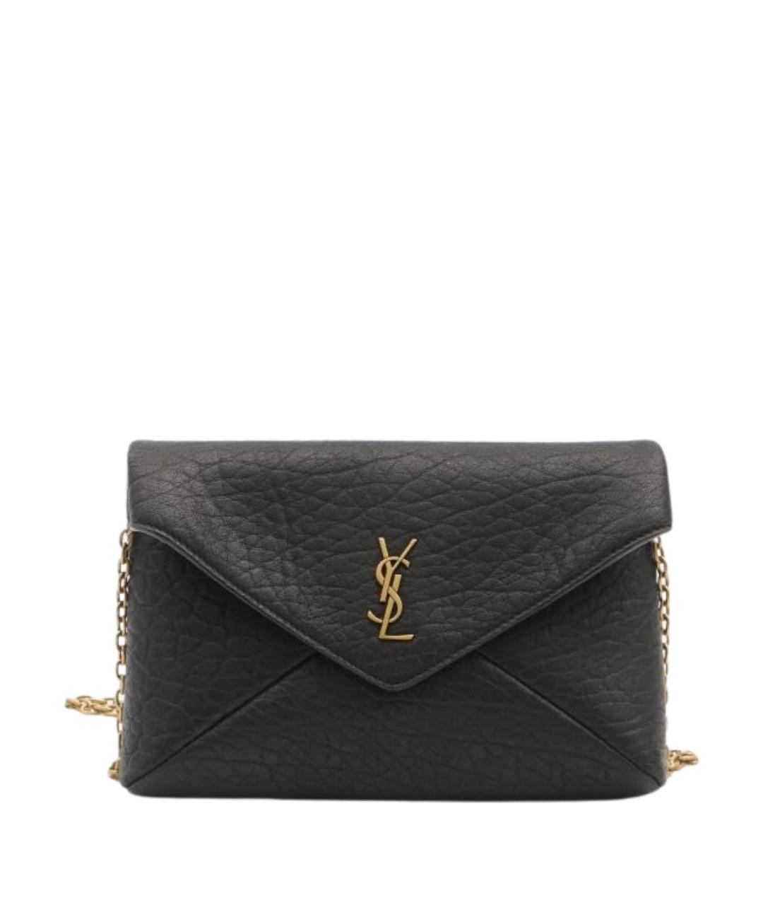 SAINT LAURENT Черная кожаная сумка с короткими ручками, фото 1