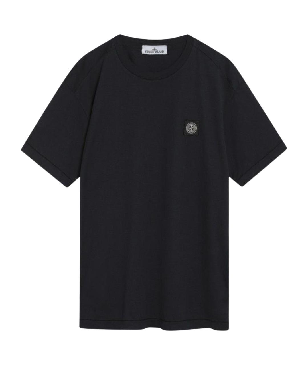 STONE ISLAND Темно-синяя хлопковая футболка, фото 1