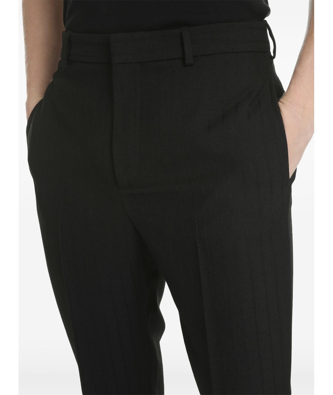 SAINT LAURENT Черные хлопковые повседневные брюки, фото 4