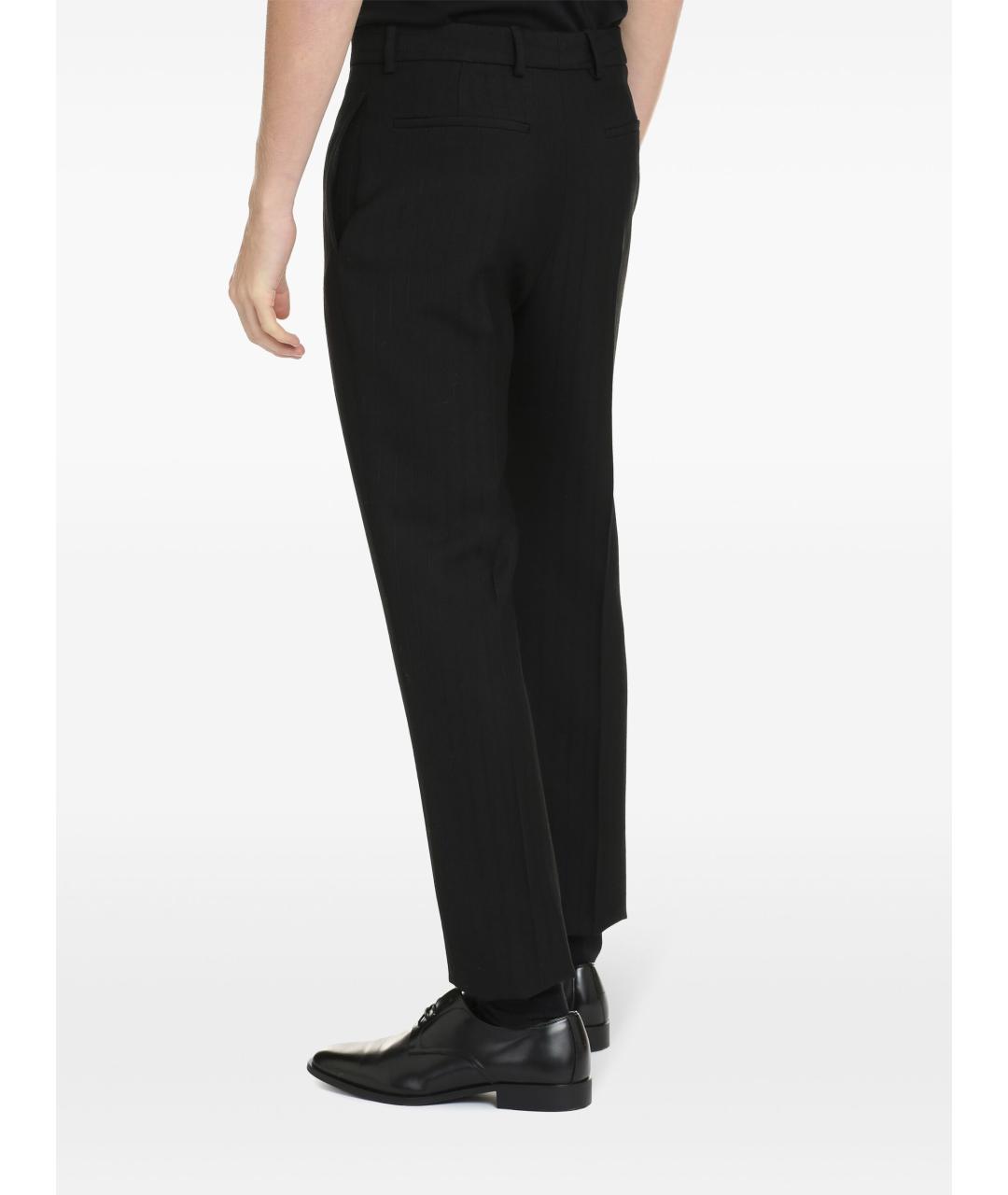 SAINT LAURENT Черные хлопковые повседневные брюки, фото 3
