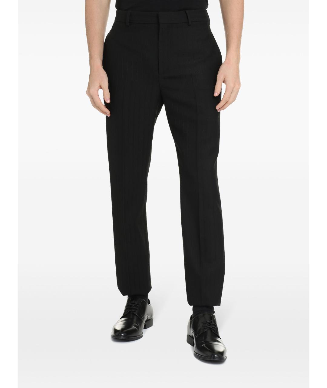 SAINT LAURENT Черные хлопковые повседневные брюки, фото 2