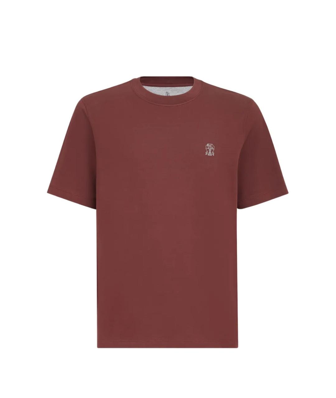 BRUNELLO CUCINELLI Красная хлопковая футболка, фото 1