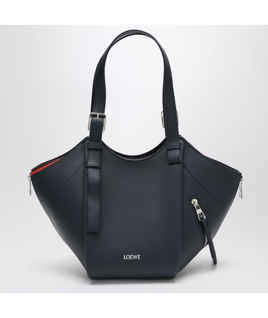 LOEWE Темно-синяя кожаная сумка тоут, фото 3