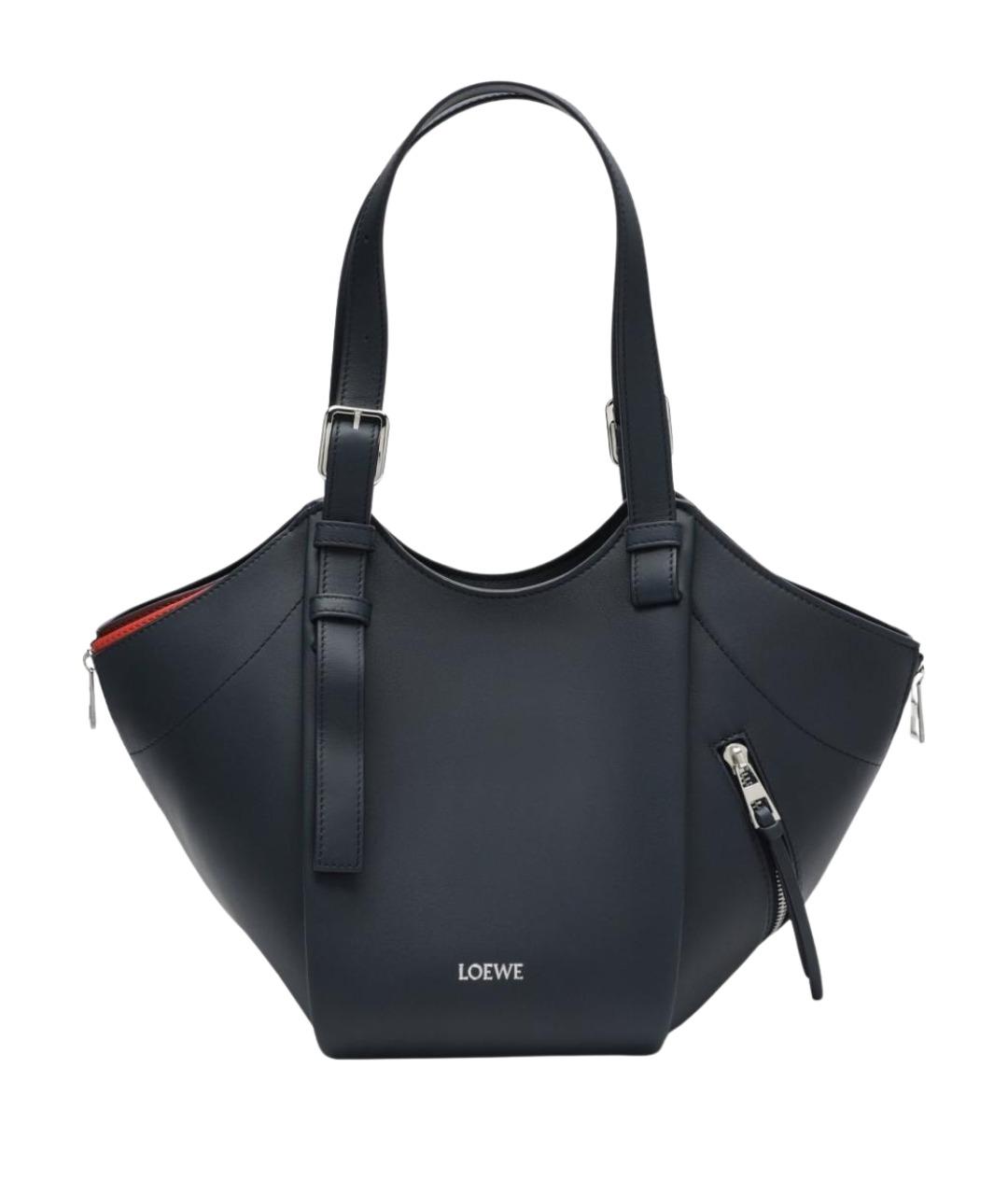 LOEWE Темно-синяя кожаная сумка тоут, фото 1