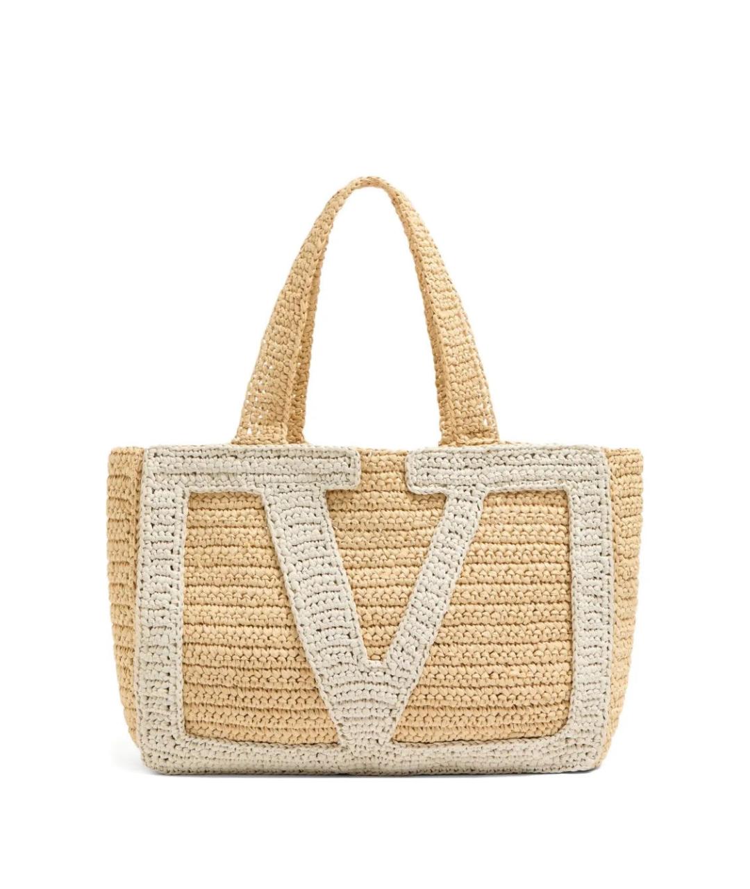 VALENTINO Бежевая рафия сумка тоут, фото 1