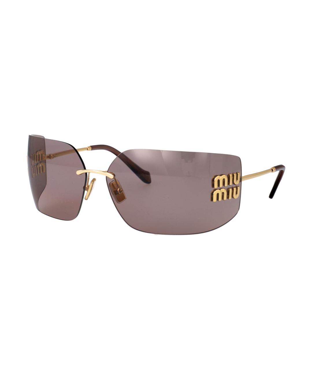 MIU MIU Золотые металлические солнцезащитные очки, фото 2