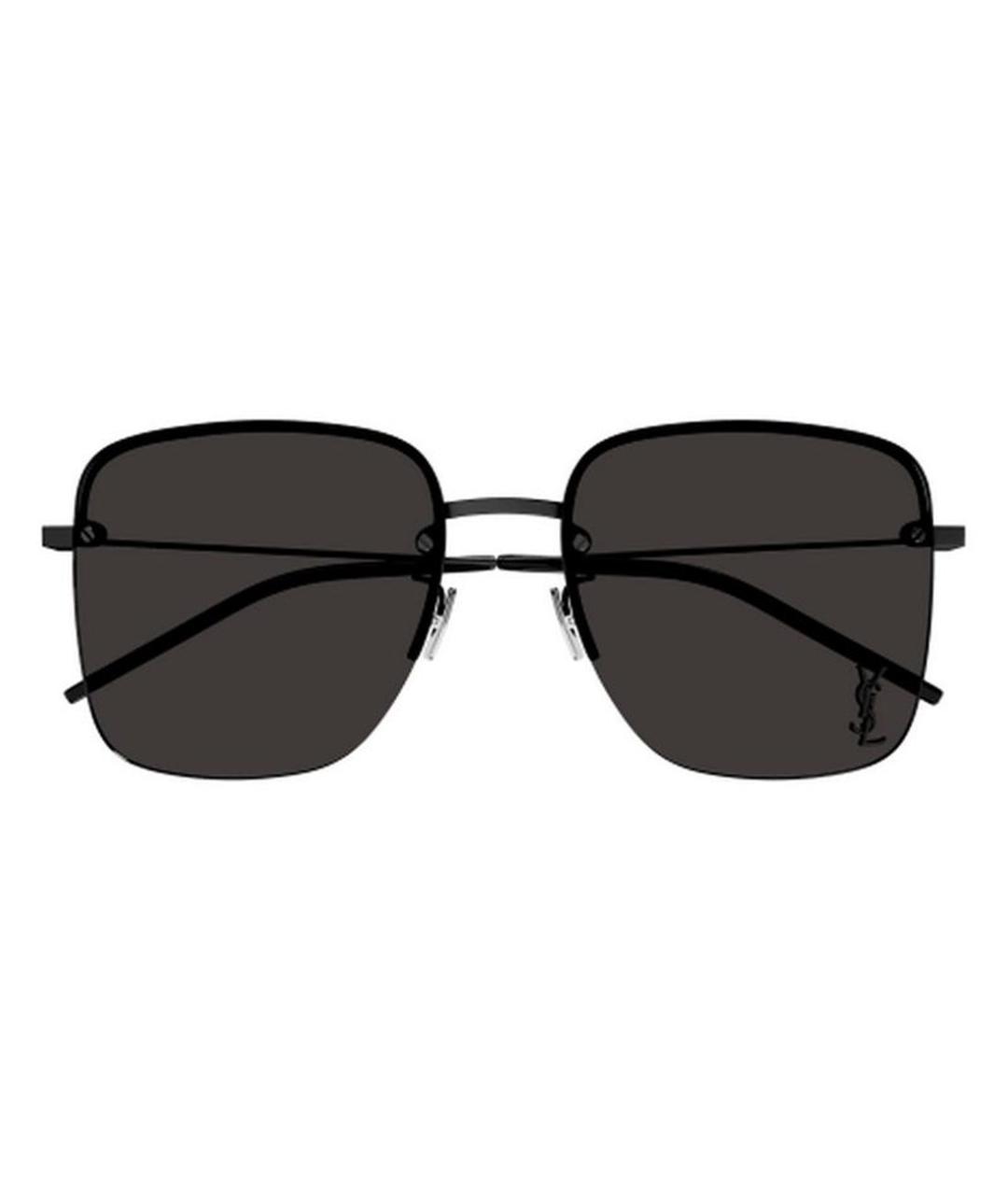 SAINT LAURENT Черные металлические солнцезащитные очки, фото 3
