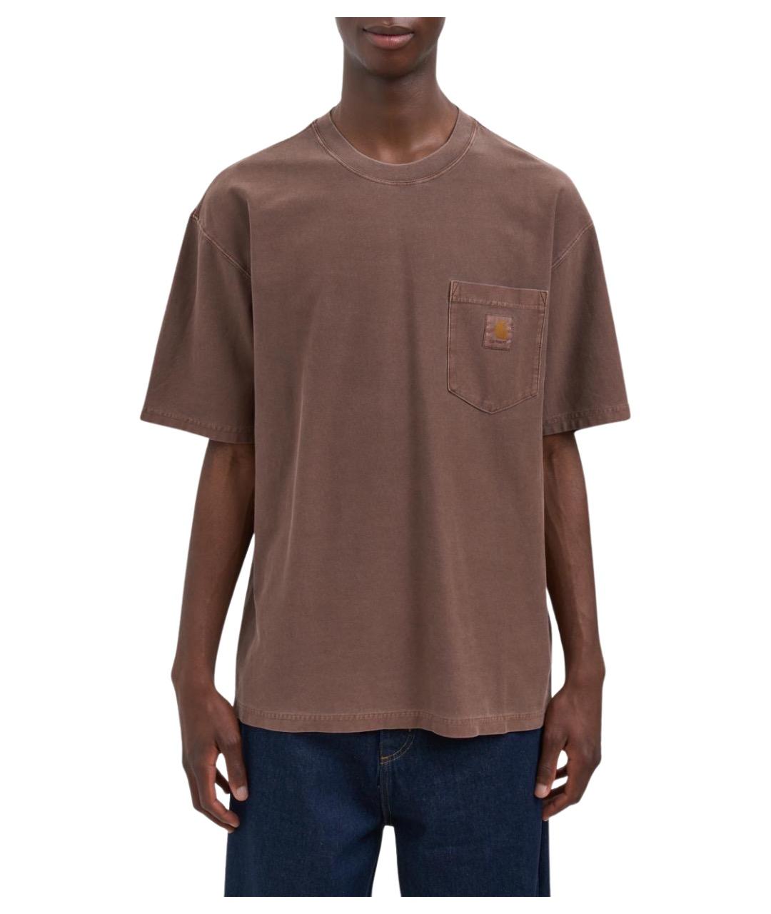 CARHARTT WIP Коричневая хлопковая футболка, фото 1