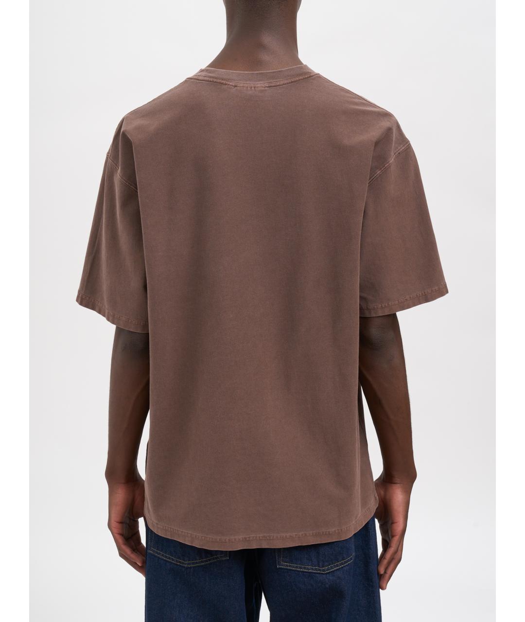 CARHARTT WIP Коричневая хлопковая футболка, фото 4
