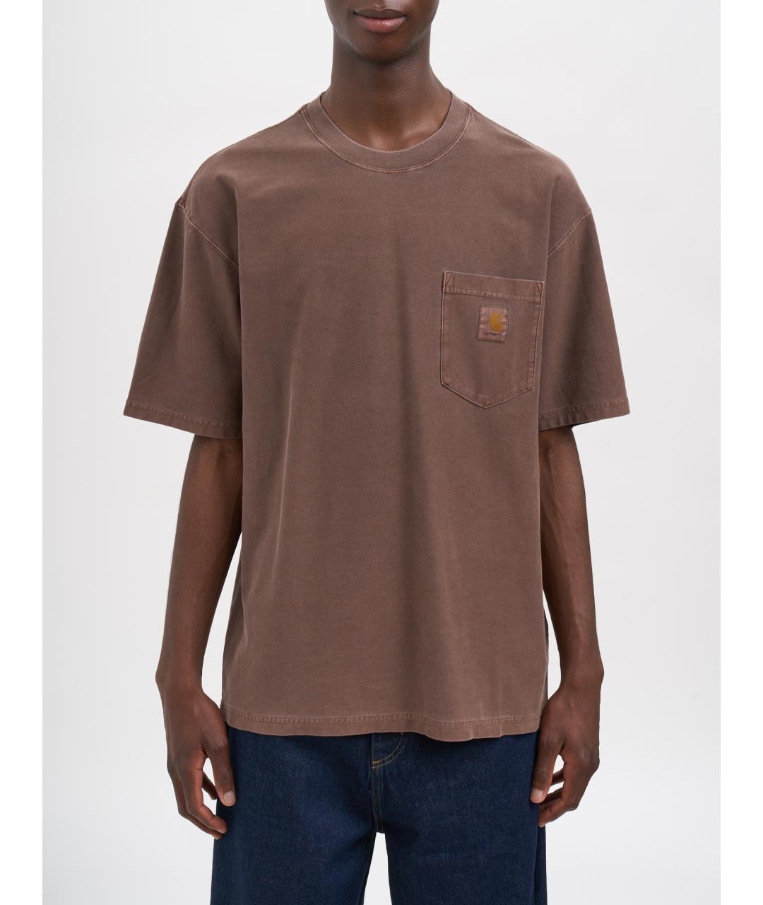 CARHARTT WIP Коричневая хлопковая футболка, фото 5