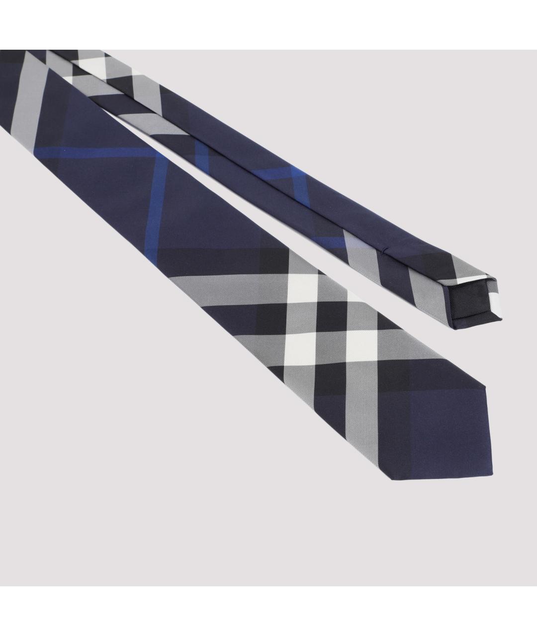 BURBERRY Синий шелковый галстук, фото 3