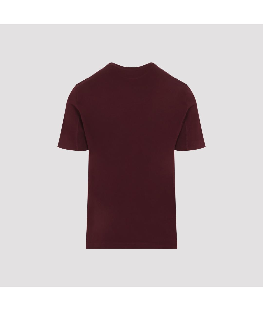 BRUNELLO CUCINELLI Бордовая хлопковая футболка, фото 3