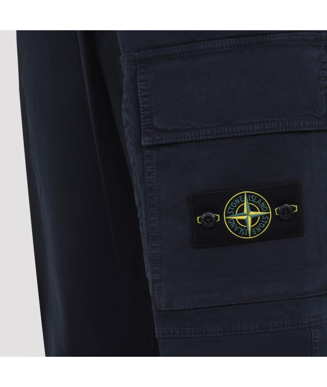 STONE ISLAND Темно-синие хлопковые повседневные брюки, фото 4