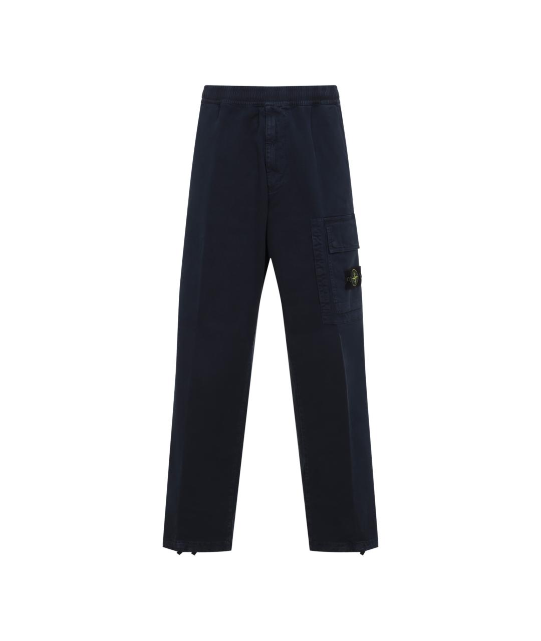 STONE ISLAND Темно-синие хлопковые повседневные брюки, фото 1