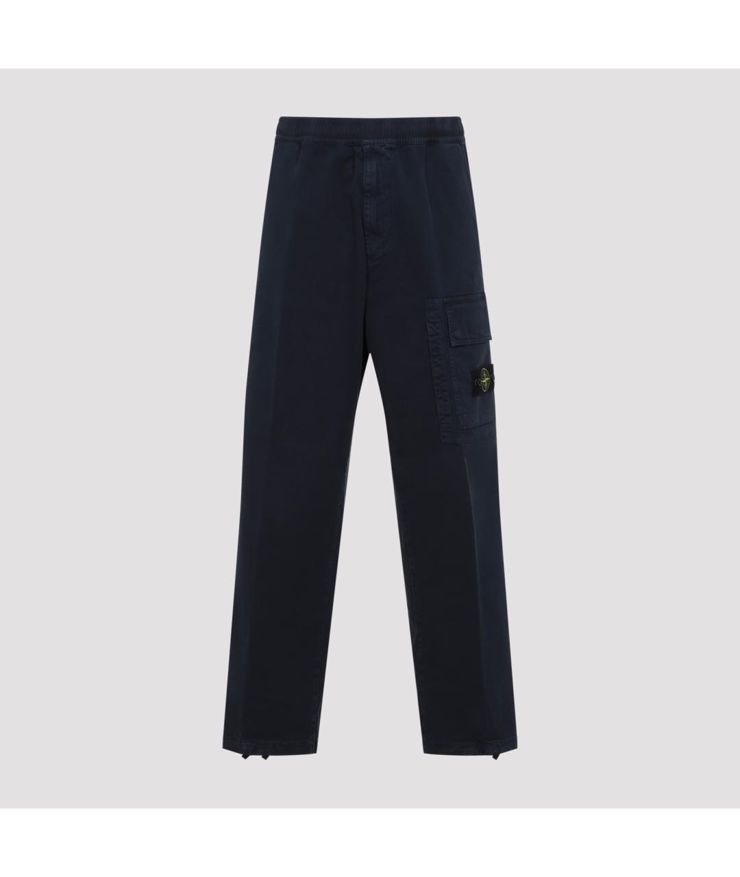 STONE ISLAND Темно-синие хлопковые повседневные брюки, фото 2