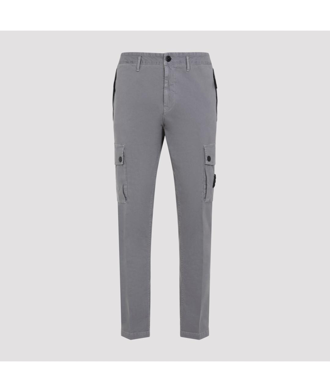 STONE ISLAND Серые хлопковые повседневные брюки, фото 2