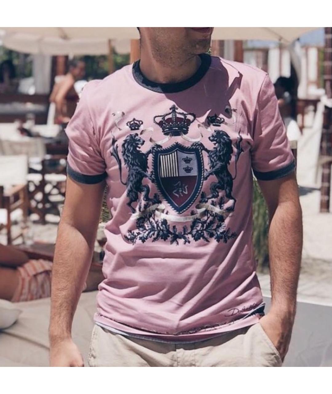 DOLCE&GABBANA Коралловая хлопковая футболка, фото 4