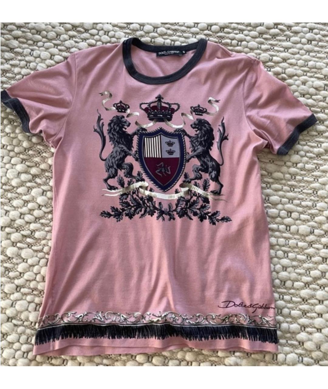 DOLCE&GABBANA Коралловая хлопковая футболка, фото 5