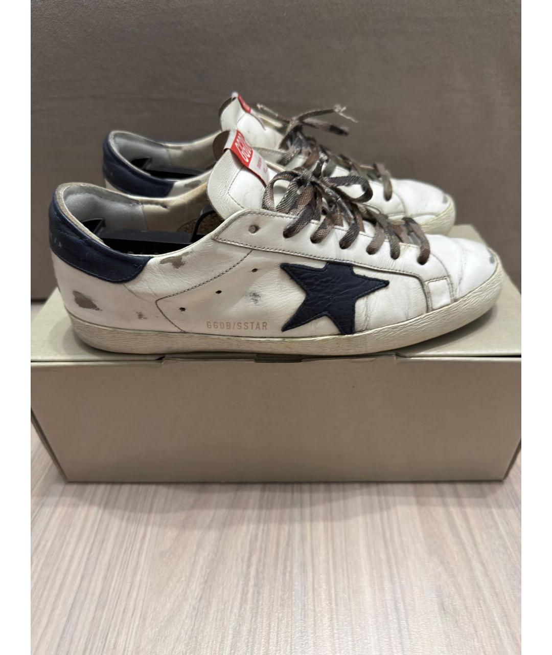 GOLDEN GOOSE Белые кожаные низкие кроссовки / кеды, фото 5