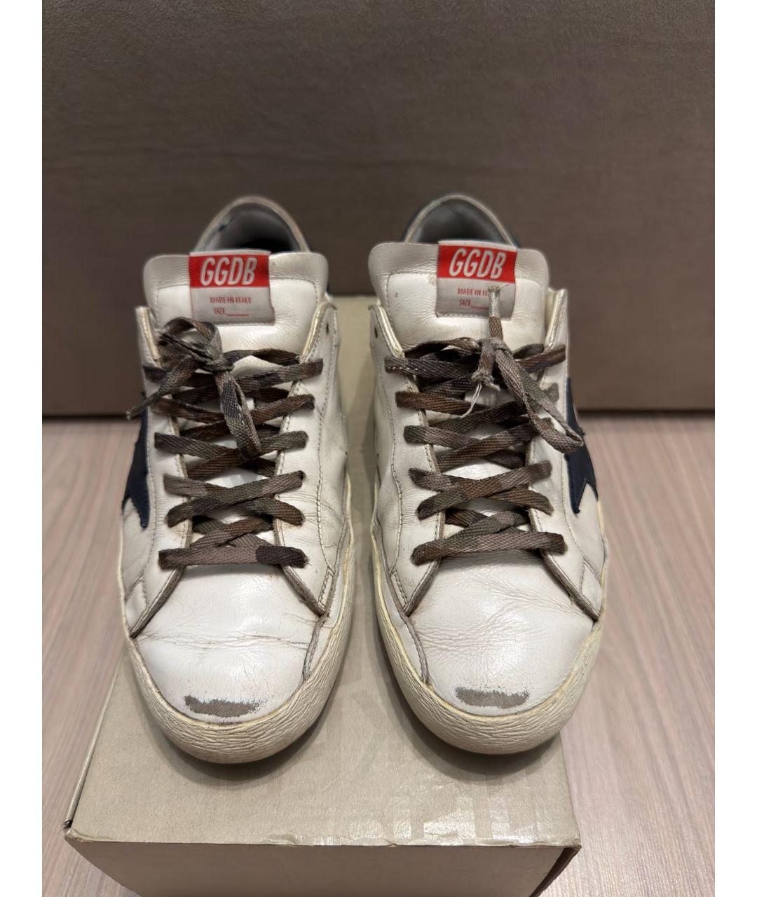 GOLDEN GOOSE Белые кожаные низкие кроссовки / кеды, фото 2