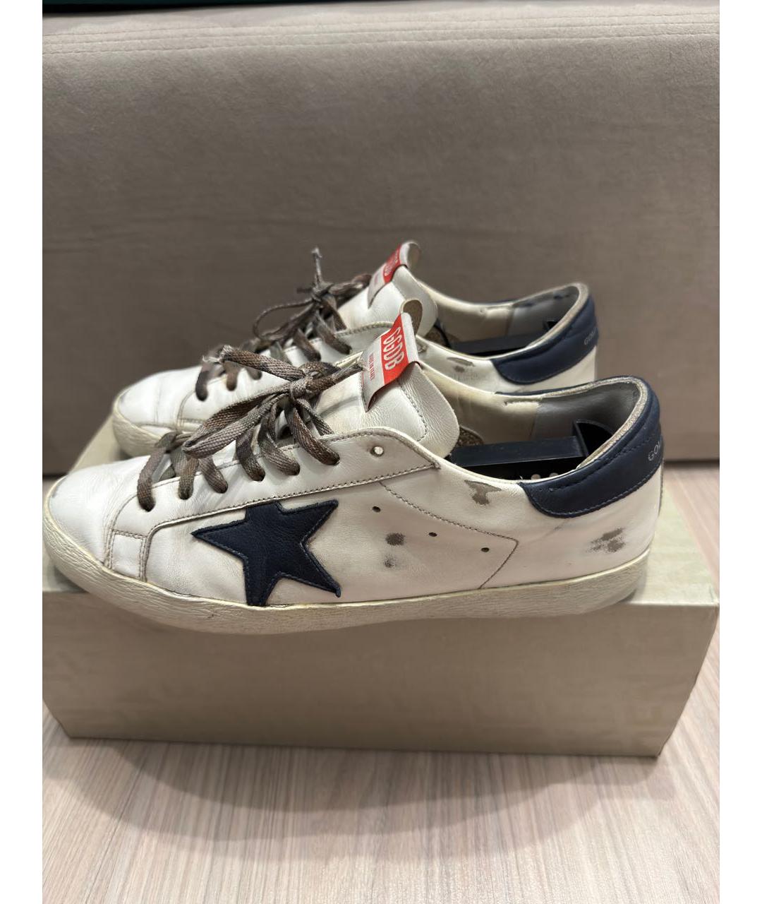 GOLDEN GOOSE Белые кожаные низкие кроссовки / кеды, фото 4
