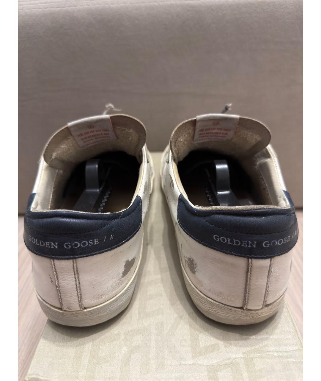 GOLDEN GOOSE Белые кожаные низкие кроссовки / кеды, фото 3