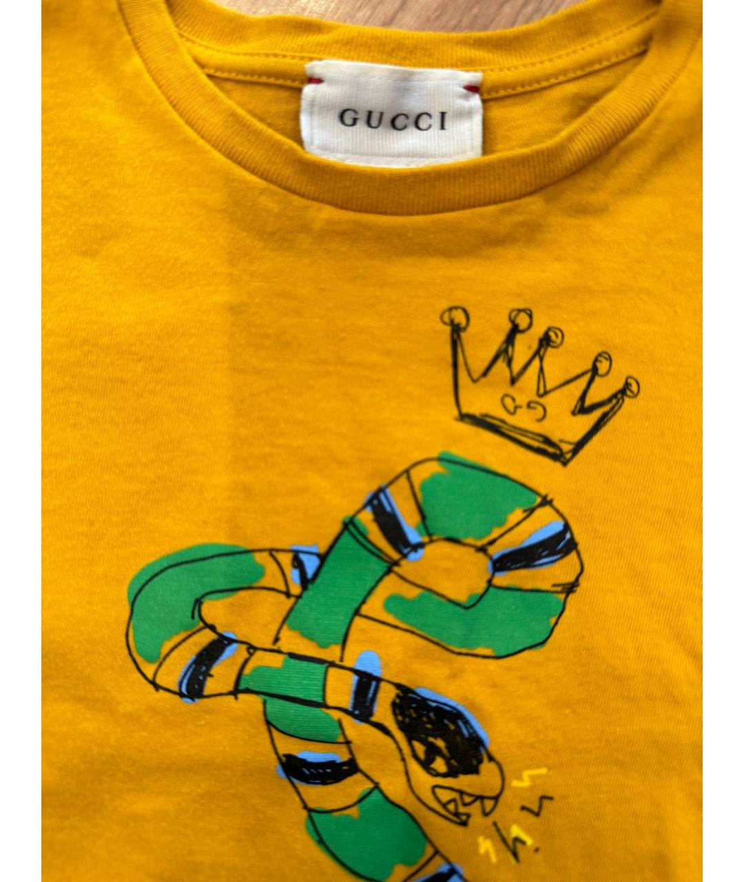GUCCI Горчичная детская футболка, фото 3